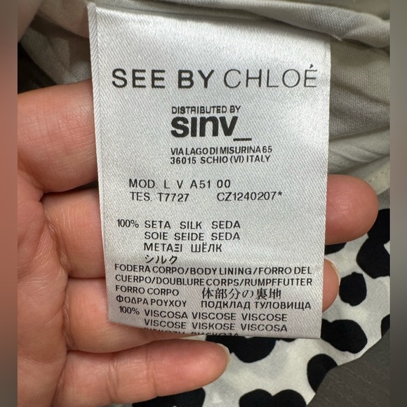 See By Chloe Black White Leopard Striped Silk Mini Dress Sleeveless - Picture 10 of 11